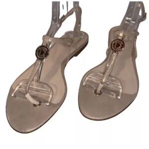 Christian Dior Strappy Gold Flat Sandle With Gold CD Medallion Women Size 38